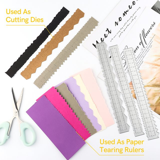 Metallisches Schneidwerkzeug mit gewellter Kante für DIY Scrapbooking und Bastelarbeiten in Silber - Bild 1