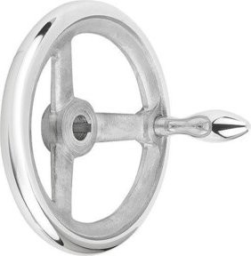 KIPP Handrad DIN 950 aus Aluminium in Silber mit Passbohrung D1=80 mm, Nut D2=12H7, B3=4 mm, T=13,8 mm - Bild 1