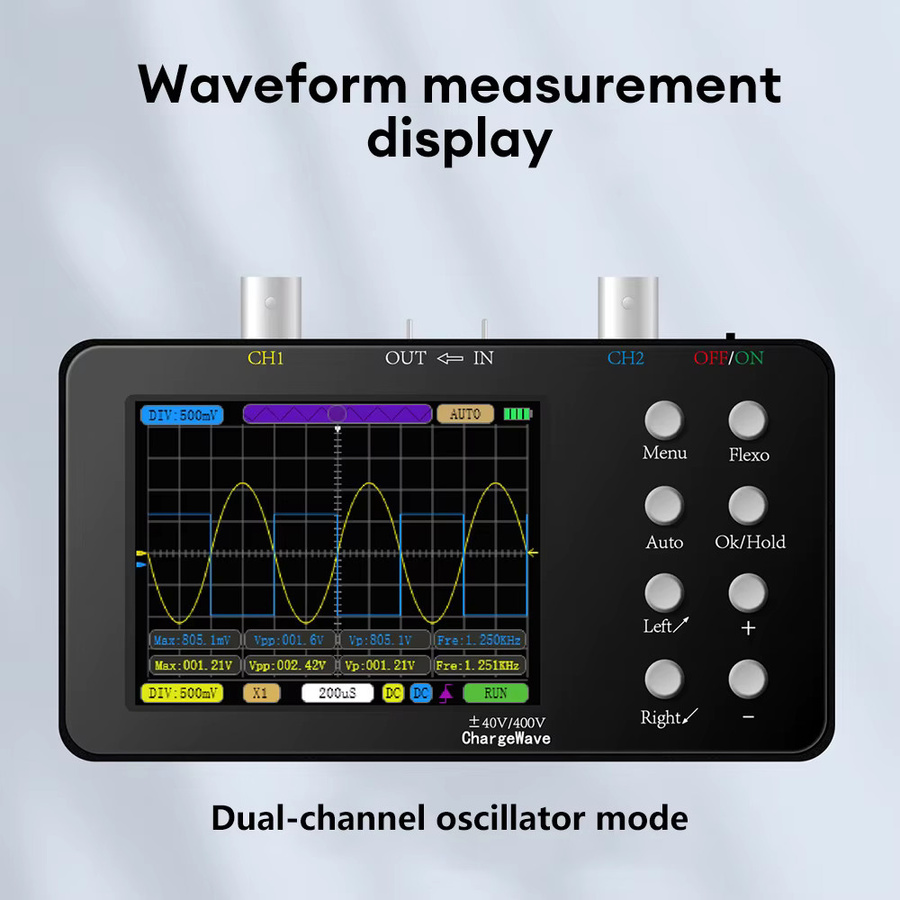Gaqqee SCO2 10MHZ Zweikanal-Digital-Oszilloskop mit 50M Abtastrate und PWM in Schwarz - Bild 4