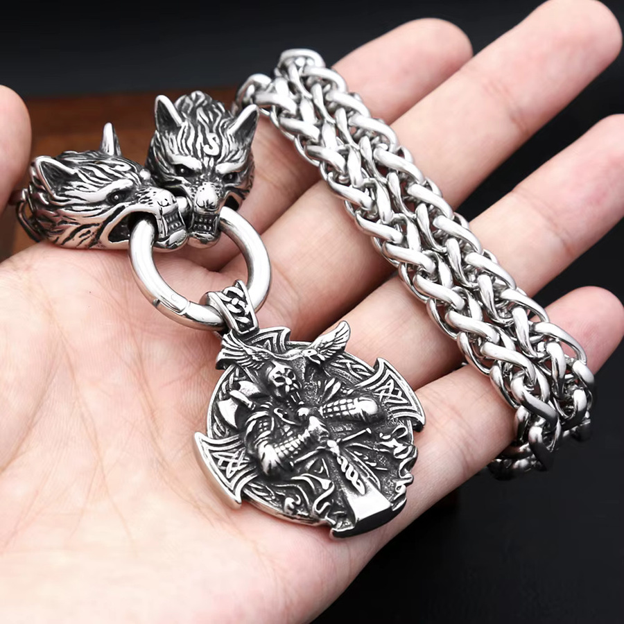 NORTHMAN Halskette, Viking Rabe Anhänger, Edelstahl, Silber, Herren - Bild 3