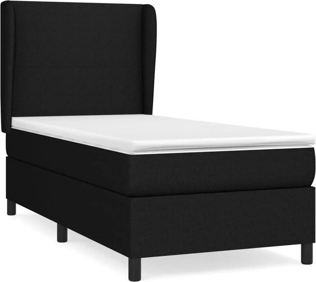 vidaXL Boxspringbett mit Matratze in Schwarz und Weiß, Hybrid-Design mit Taschenfederkern, B/T: 80 x 200 cm - Bild 1