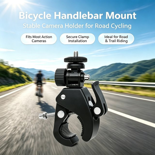 Fahrradlenker-Halterung für GoPro und Action-Kameras in Schwarz - Bild 1