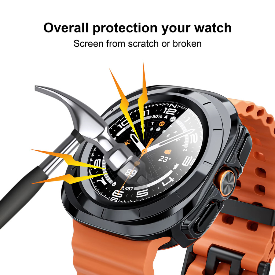 Samsung Glas+Hülle für Galaxy Watch Ultra 47mm, Silikon, Schwarz - Bild 3