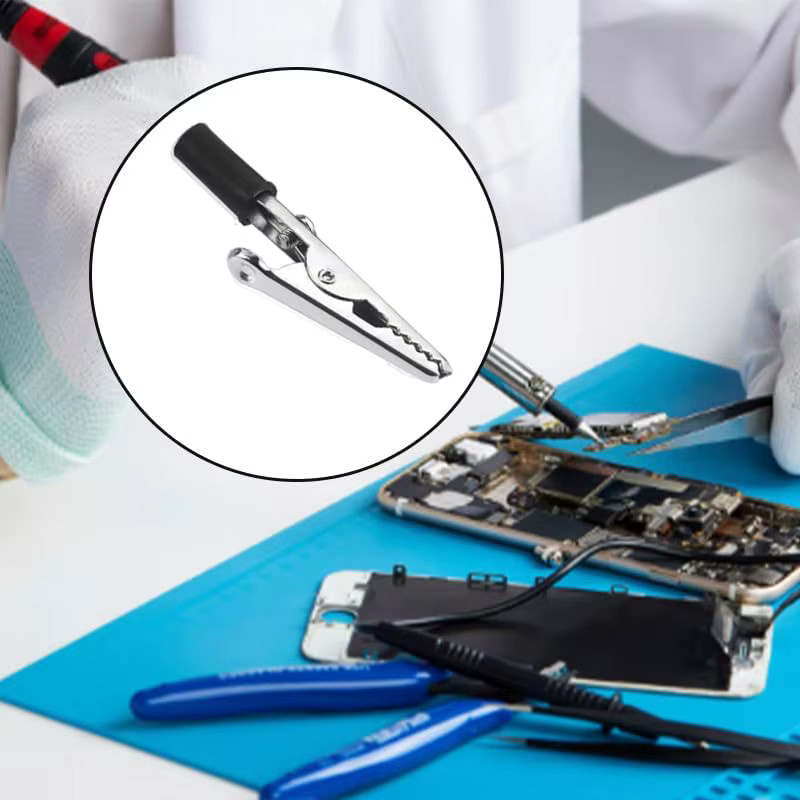 20er Set Metall Krokodilklemmen für elektrische Testzwecke und Lötarbeiten, Farben: Rot und Schwarz, Größe: 50 mm - Bild 3
