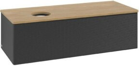 V&B Waschtischunterschrank Antao mit Frontstruktur in Eiche Honig und Schwarz lackiert, B/T/H: 120 x 50 x 50 cm - Bild 1