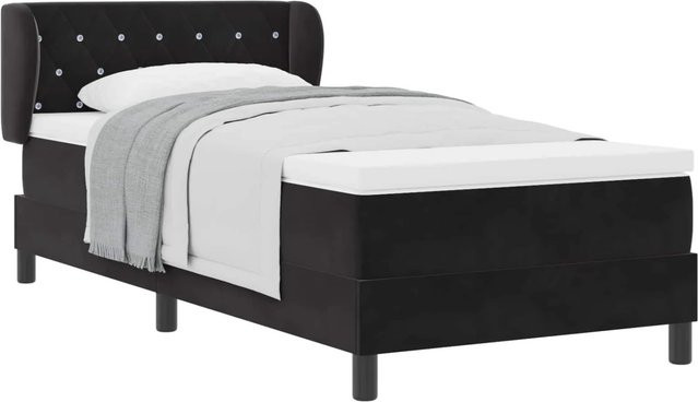 vidaXL Boxspringbett mit Matratze aus Samt in Schwarz, B/T/H: 100 x 200 cm - Bild 1