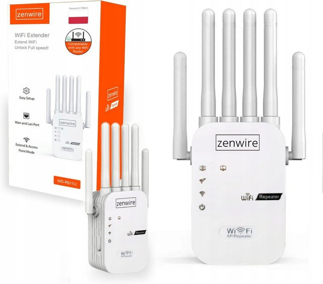 Zenwire WD-R611U 5G WLAN-Signalverstärker und Range Extender in Weiß mit 300 MB/s - Bild 1