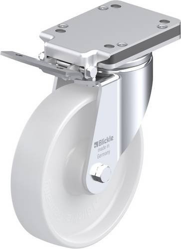 Blickle Lenkrolle 604140 LH-PO 200K-IS mit Feststeller, Rad-Durchmesser: 20 cm, Tragfähigkeit: 600 kg, Farbe: Weiß - Bild 1