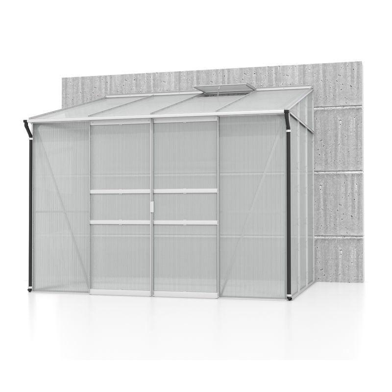Vitavia Anlehn-Gewächshaus Ida 5200 in Silber mit Aluminiumrahmen, 4 mm Polycarbonat-Dachplatten und Doppelschiebetür - Bild 2