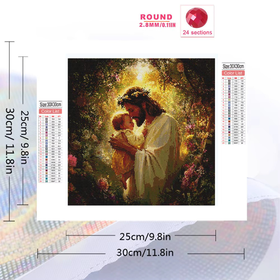 EverShine Diamant-Malerei Religion Jesus Mosaik-Bild mit Blumen und Strass-Steinen, Multicolor, B/H: 20 x 20 cm - Bild 2