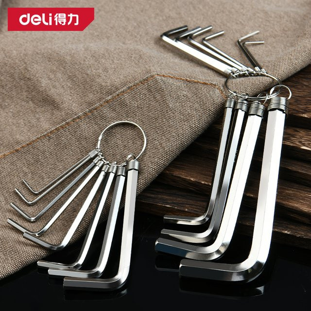 Deli Hängering Flachkopf Sechseckiges Set aus vernickeltem Chrom-Vanadium-Stahl für Mehrzweck-Reparaturen, 8/10 Stück - Bild 1