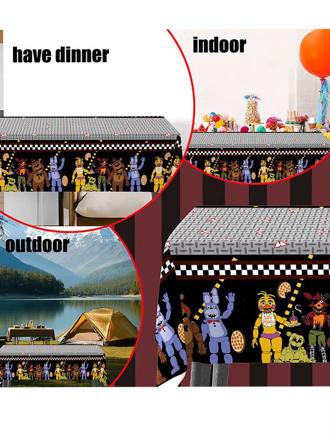 Five Nights at Freddy's Tischdecke im Cartoon-Design, Multicolor Party-Dekoration - Bild 7