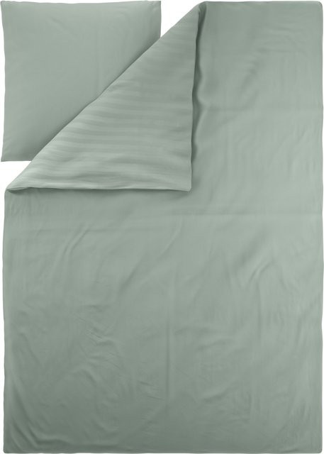 LIVARNO Mako-Satin Bettwäsche Set aus Baumwolle und Viskose in Grün mit Bettbezug und Kissenbezug, B/H: 135 x 200 cm und 80 x 80 cm - Bild 1