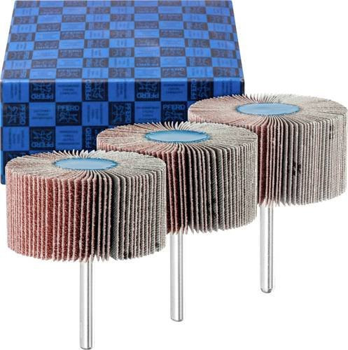 PFERD TOOLS Fächerschleifer-Set 3-teilig Korund Multicolor Durchmesser: 60 mm, Breite: 30 mm, Schaft-Durchmesser: 6 mm, Körnungen A60, 80, 120 für Feinschliff und Finish - Bild 1