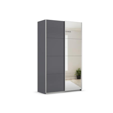 RAUCH ORANGE Quadra Schwebetürenschrank mit Spiegelelementen in Grau, B/H: 136 x 230 cm