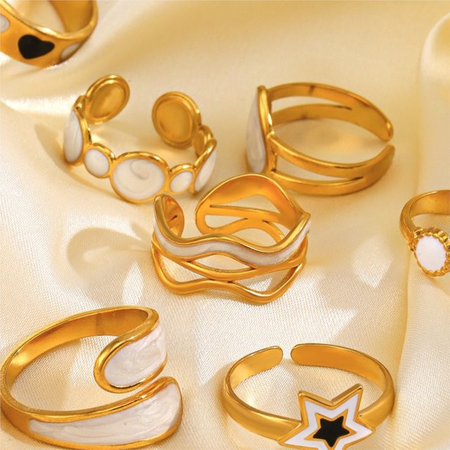 ANENJERY Ringe, Edelstahl, Gold, Damen - Bild 1