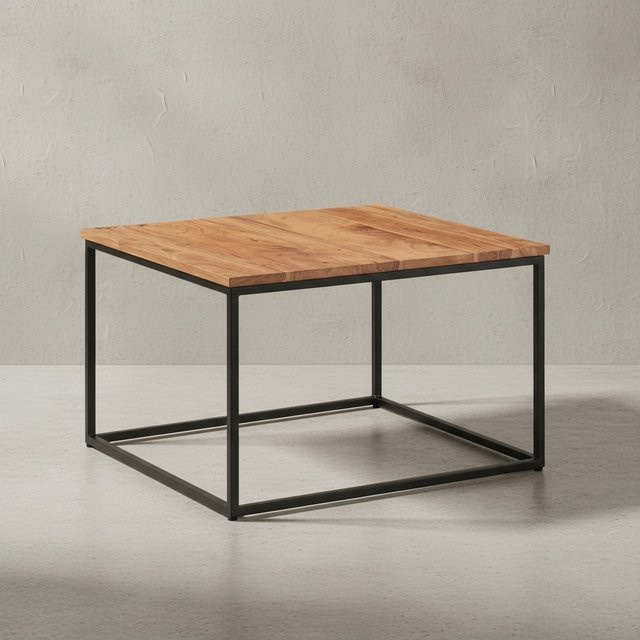 KADIMA DESIGN Couchtisch Industrial aus Akazienholz und Eisen, braun, B/T/H: 60 x 60 x 41 cm - Bild 1