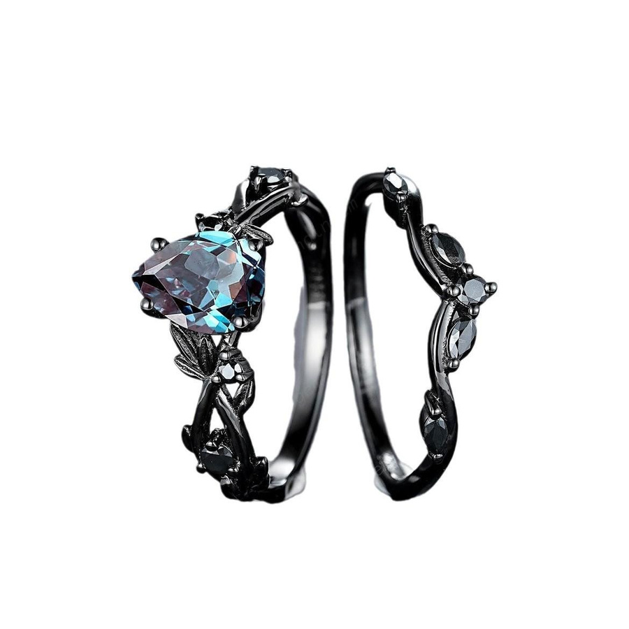Ring, Kupfer, Schwarz, Diamant, Zirkonia, Damen, Ringgröße 9 - Bild 2