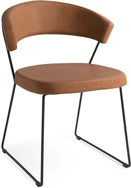Polsterstuhl New YORK CB/1022 von Calligaris in Braun mit Stoffbezug und Cantilever-Gestell, B/T/H: 52 x 57 x 75,5 cm - Bild 1