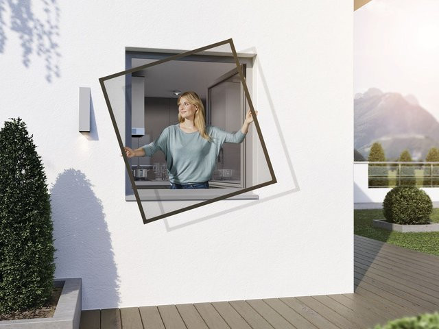 WIP Insektenschutz Spannrahmen für Fenster als Komplettbausatz aus Aluminium und Fiberglas ohne Bohren, Breite: 130 cm, Höhe: 150 cm - Bild 1