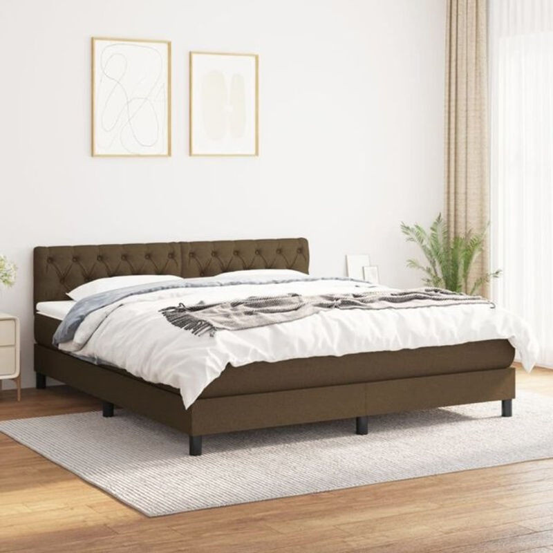 Vidaxl Boxspringbett mit Matratze aus Stoff in Braun und Weiß, B/T/H: 160 x 200 cm - Bild 1