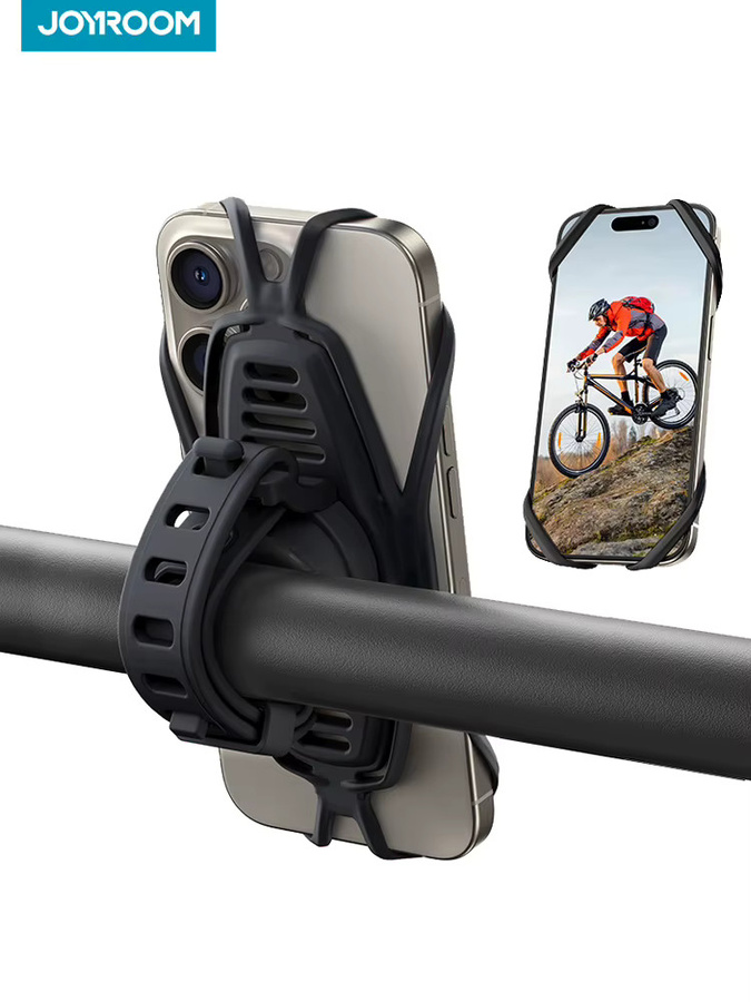 Joyroom Fahrrad Handyhalterung aus Silikon für 4-7 Zoll Smartphones, Lenkerhalterung für Fahrrad, Motorrad und Roller, Schwarz - Bild 7