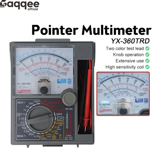 Gaqqee YX-360TRD Analoges Multimeter mit integrierter Prüfspitze für AC/DC-Spannung, Strom, Diode und Ohm - Bild 1