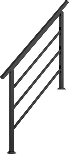 Outsunny Treppengeländer Schwarz aus Metall mit verstellbarem Handlauf für 1-4 Stufen, Höhe: 131 cm - Bild 1