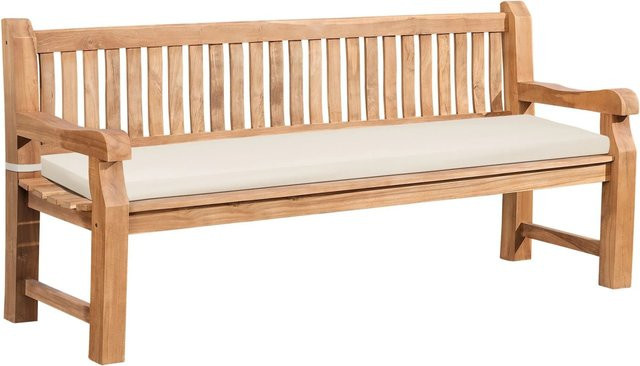 CLP Gartenbank Jackson aus Teakholz mit Sitzkissen in Creme und Braun, B/T/H: 186 x 48 x 8 cm - Bild 1