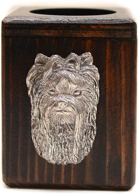 Art-Dog Kerzenhalter Yorkshire Terrier Yorkie II aus Holz in Braun für Teelichter - Bild 1