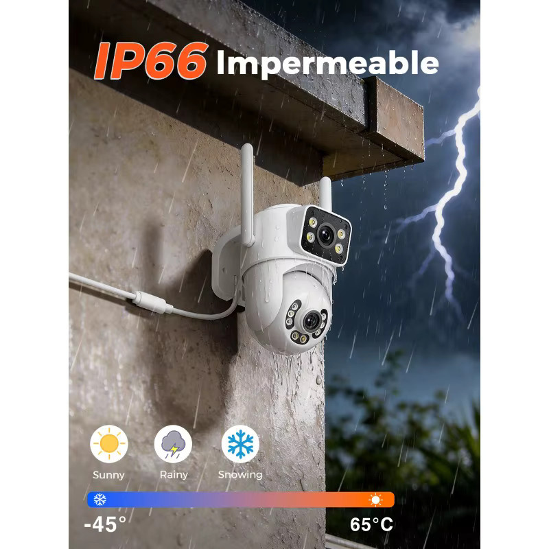 HAMROLTE 4K 8MP PTZ WiFi-Überwachungskamera mit KI-Personenerkennung, Dual-Screen, IP66 wasserdicht, kabellose Außen-CCTV-Sicherheit mit iCSee App, Farbe: Weiß - Bild 3