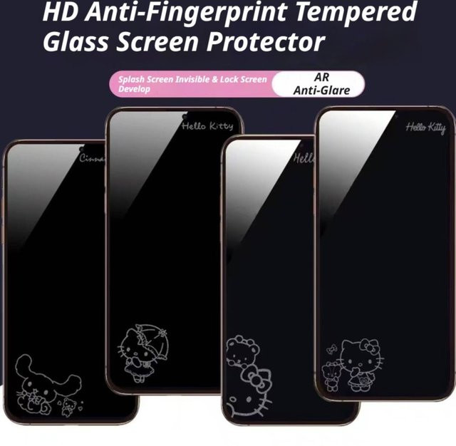 Sanrio Hello Kitty Displayschutz aus gehärtetem Glas für iPhone 11 bis iPhone 17 Pro Max, transparent - Bild 1