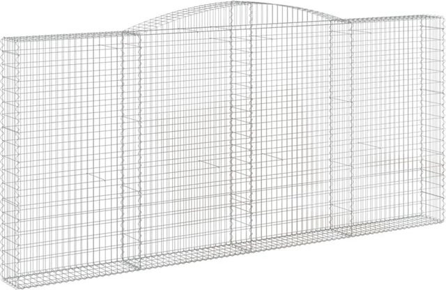vidaXL Gabionen mit Hochbogen Set aus verzinktem Eisen in Silber, 2 Stück, B/T/H: 400 x 30 x 180/200 cm - Bild 1