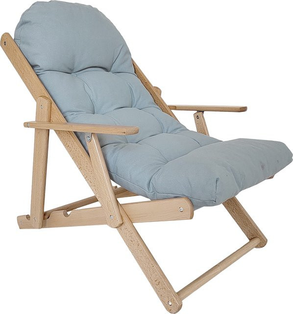 HOMCOM Relaxsessel klappbar in Hellgrau mit Buchenholz und Leinenoptik, B/T/H: 71 x 89 x 96 cm - Bild 1