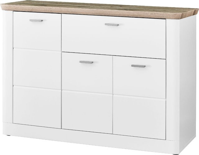 Kommode vito RECESS modern in Eiche und Weiß, matt, B/T/H: 125 x 40 x 88 cm - Bild 1