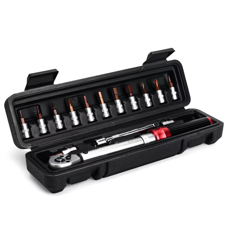 RIDERACE Fahrrad-Drehmomentschlüssel-Set 15-teilig in Rot und Silber, 1/4 Zoll, 2-24 Nm, professionelles Inbusschlüssel-Werkzeug für Fahrrad und Motorrad - Bild 5