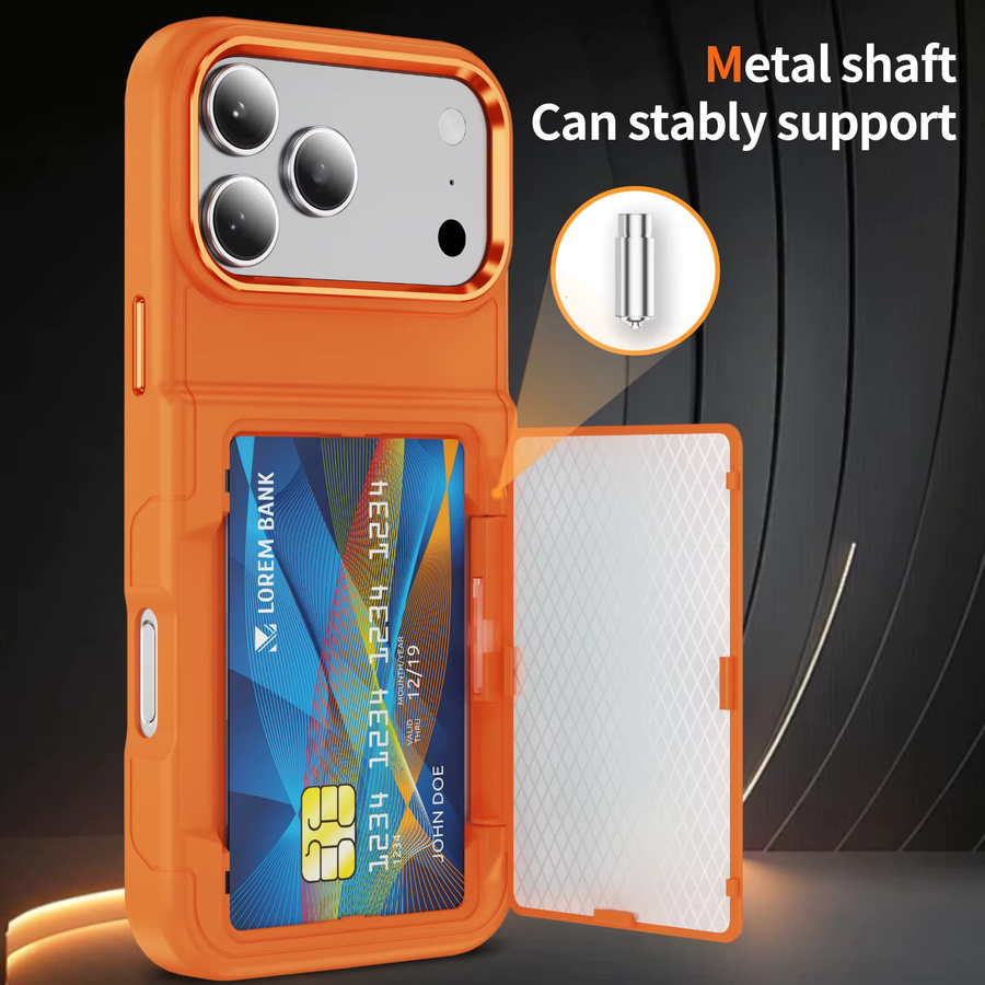 KELAPA Handyhülle mit Kartenfach und Brieftaschen-Funktion für iPhone 11 bis iPhone 17 Air, stoßfeste Klapphülle mit Halterung und harter Rückseite, erhältlich in Grün und Orange - Bild 3