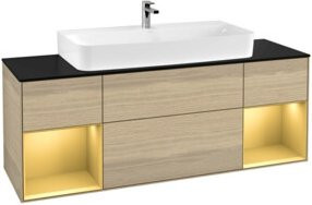 V&B Waschtischunterschrank Finion Wandbeleuchtung in Beige und Eiche lackiert, Breite: 160 cm - Bild 1