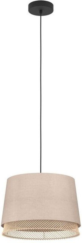 Eglo Tabley Nature Pendelleuchte aus Stahl und Textil in Schwarz und Natur, E27, Höhe: 110 cm, Durchmesser: 38 cm - Bild 1