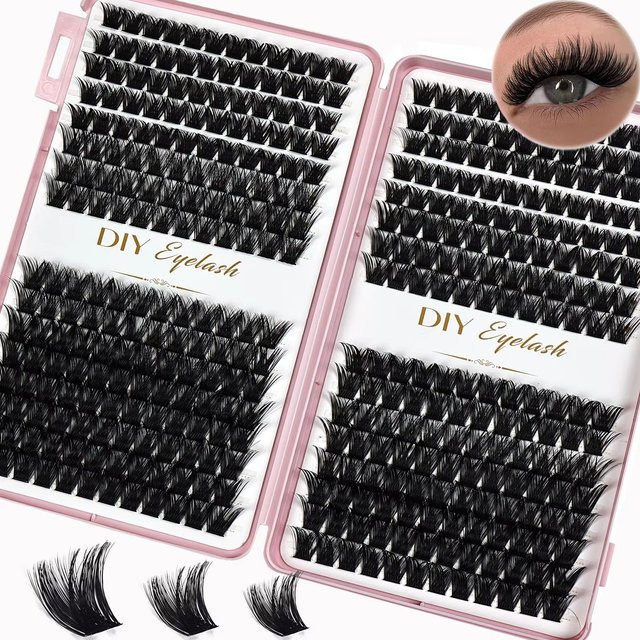 JIEFUXIN Einzelwimpern Cluster-Wimpern Set, 384 Stück, Black, Unisex - Bild 1