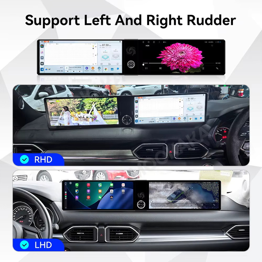 Aotsr Dual Screen Carplay Auto Radio für Mazda CX5 CX-5 2017-2025 mit Android Auto, Multimedia Stereo, GPS Navi und Band Recorder, Schwarz, 24,6 Zoll - Bild 5