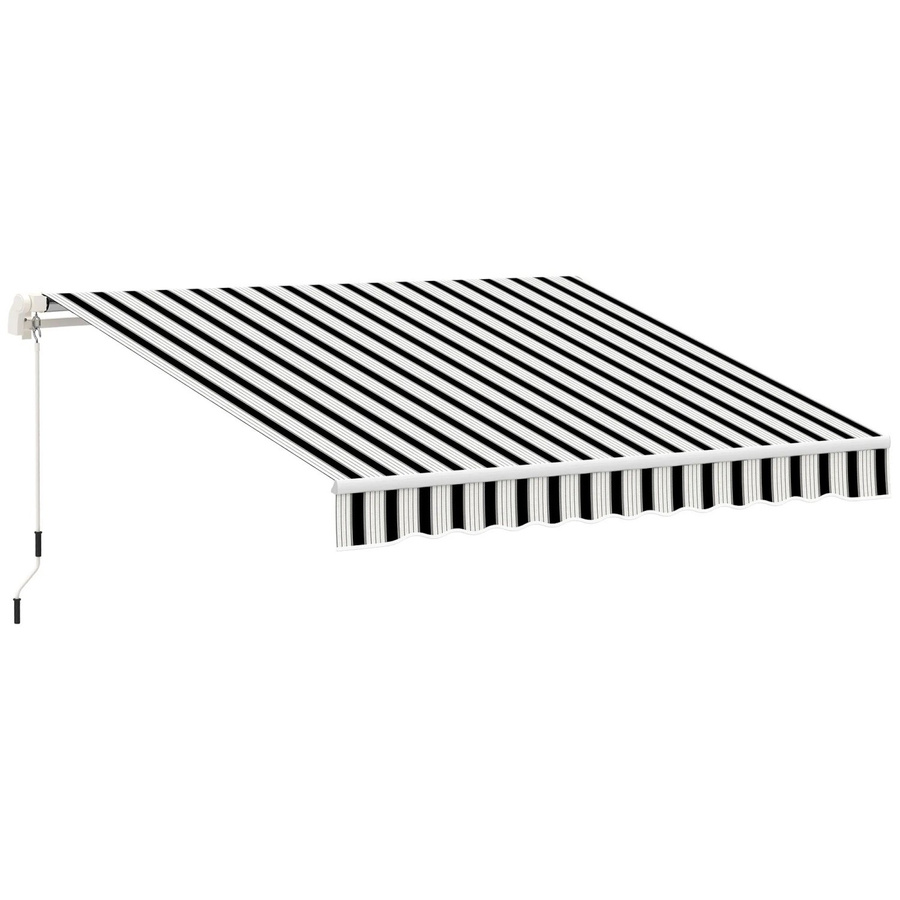 Outsunny Gelenkarmmarkise mit Handkurbel aus Aluminium und Polyester in Weiß-Blau, B/T/H: 245 x 395 x 350 cm - Bild 1