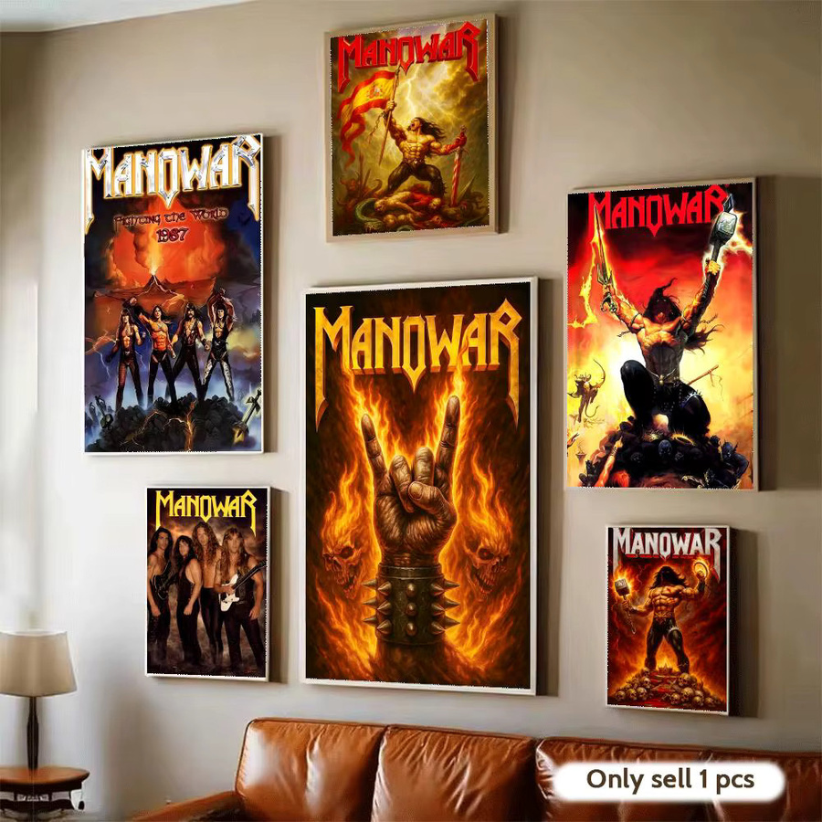 Manowar Heavy Metal Band Wandkunst Aufkleber, wasserfester selbstklebender Wandbehang in Schwarz und Multicolour, B: 20,0 cm, H: 15,0 cm - Bild 2
