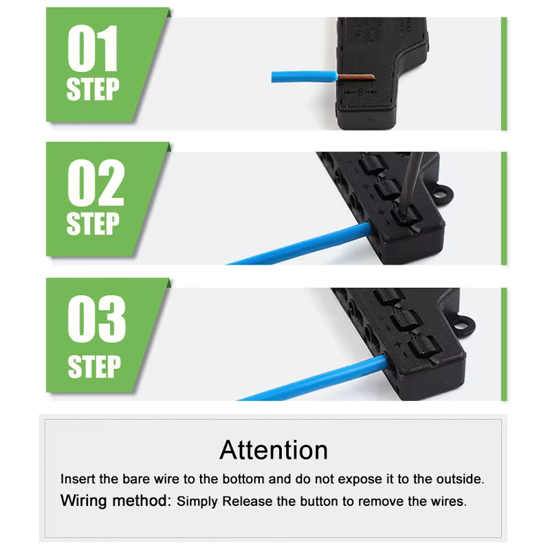 DIY GO Quick Connect Niederspannungs-Draht-Splitter Verteilerblock in Schwarz mit 3 oder 6 Ports für LED-Streifen und Beleuchtung - Bild 3