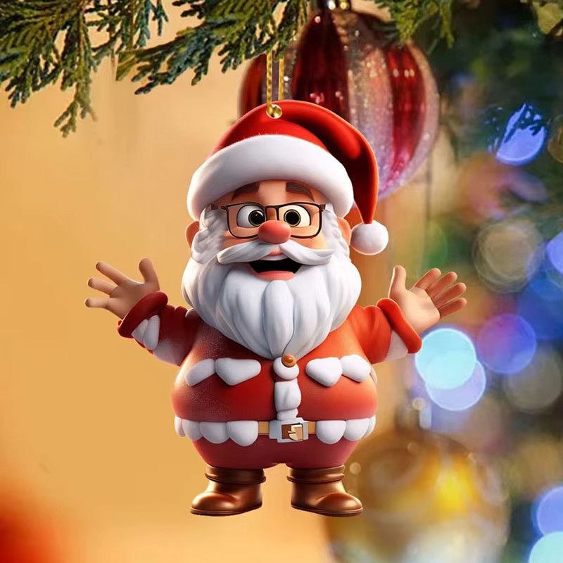 6-teiliges Weihnachtsmann Set aus flachem Acryl als Anhänger für Auto, Schlüssel oder Rucksack - Bild 2