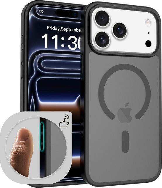 NYFundas Matte MagSafe Handyhülle mit Kamera-Steuerung und Capture-Taste für iPhone 17 Pro Max, iPhone 17 Pro und iPhone 16 Plus in Schwarz - Bild 1