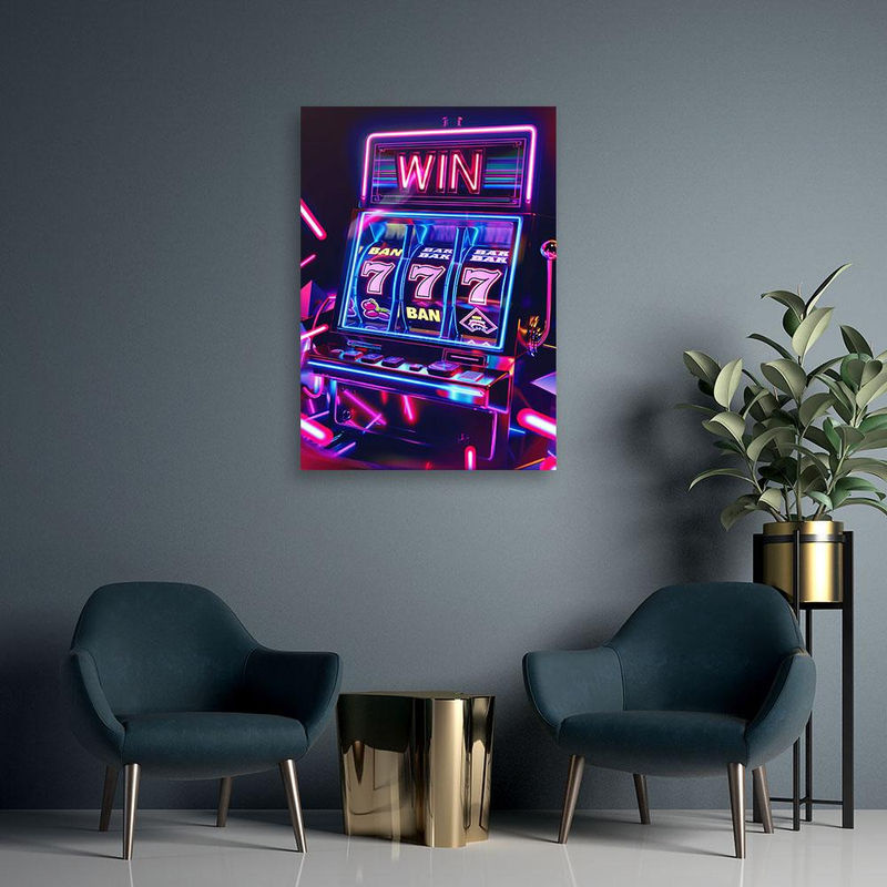 Feeby Leinwandbild Casino Motiv Machine à sous Neon in mehrfarbig, Breite: 60 cm, Höhe: 40 cm - Bild 3