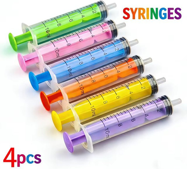 Mehrfarbige Kunststoffspritzen 10 ml für Klebstoff, Flüssigkeiten und Tierfütterung - Bild 1