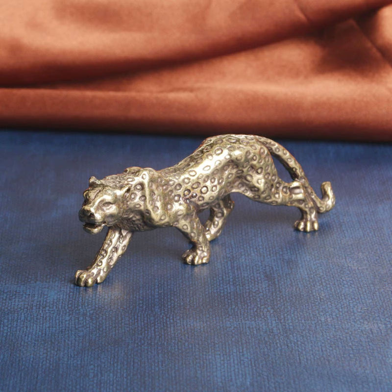 Kesoto Leopard Statue Panther Figur aus Kupfer und Gold in Metalloptik als handgefertigtes Sammlerstück für deine Tischdekoration - Bild 3
