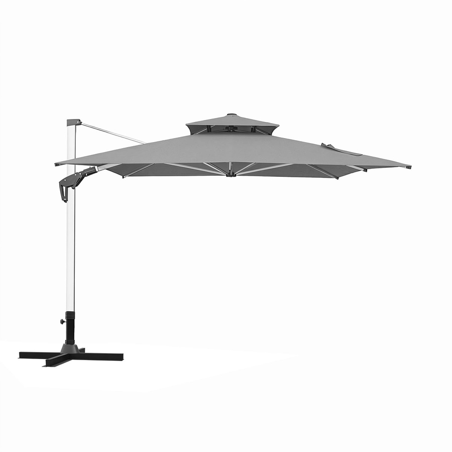 Anndora Ampelschirm aus Aluminium mit Metallkreuz, Grau, 3 x 4 m, 360 Grad drehbar, schwenkbar und neigbar - Bild 1
